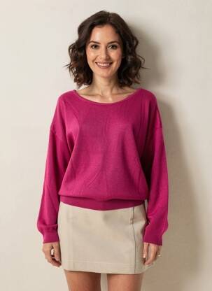 Pull col bateau manches longues rose L'ATELIER D'ANNA femme