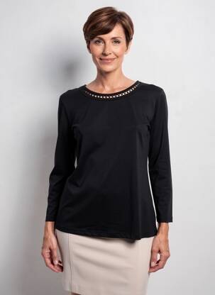 T-shirt manches 3/4 manches 3/4 noir SIGNATURE femme