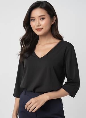 T-shirt manches 3/4 manches 3/4 noir CISO femme