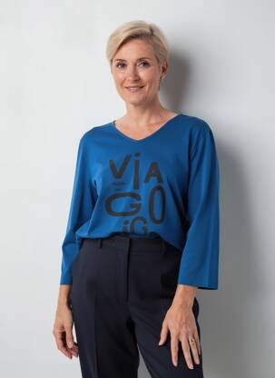 T-shirt manches 3/4 manches 3/4 bleu CISO femme
