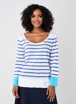 Pull coupe cintrée manches longues bleu AGATHE & LOUISE femme