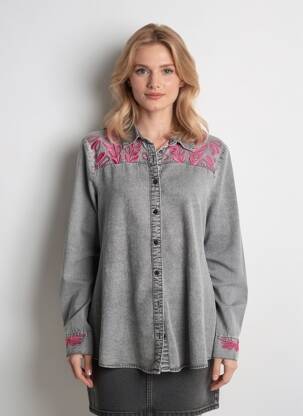 Chemisier coupe cintrée manches longues gris B.YOUNG femme