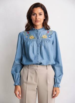 Chemisier coupe droite manches longues bleu IT HIPPIE femme