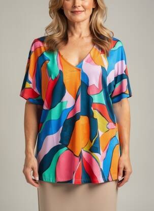 T-shirt imprimé fantaisie manches courtes bleu TELMAIL femme