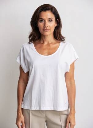 T-shirt coupe droite manches courtes blanc AGATHE & LOUISE femme