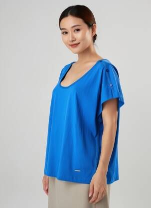 T-shirt coupe droite manches courtes bleu AGATHE & LOUISE femme