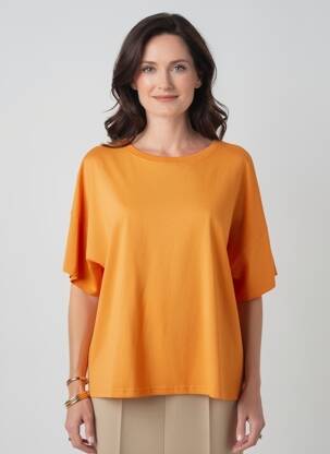 T-shirt coupe droite manches courtes orange CISO femme