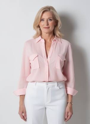 Chemisier coupe cintrée manches longues rose HIPPOCAMPE femme