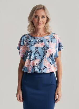 T-shirt coupe droite manches courtes bleu JENSEN femme