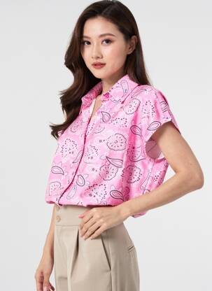 Chemisier manches courtes manches courtes rose JUBYLEE femme