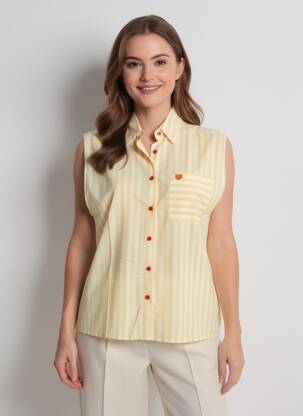 Chemisier manches courtes manches courtes jaune JUBYLEE femme