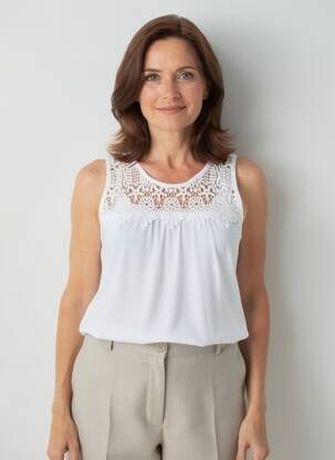 Débardeur stretch sans manche blanc SIGNATURE femme