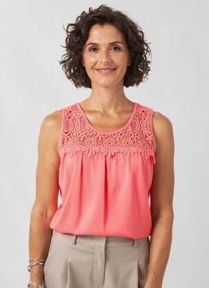 Débardeur stretch sans manche rose SIGNATURE femme