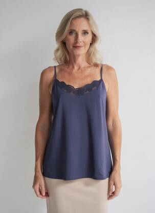 Top manches bretelles ajustables fines bretelles bleu JULIE GUERLANDE femme