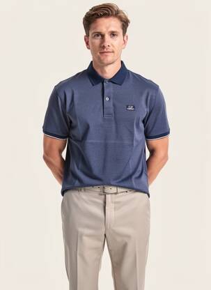 Polo stretch manches courtes bleu CP COMPANY homme