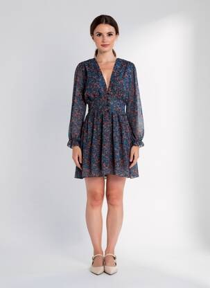 Robe courte manches longues manches longues bleu NEW COLLECTION femme