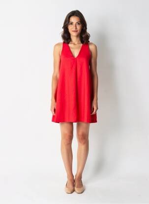 Robe courte sans manche sans manche rouge GRACE & MILA femme