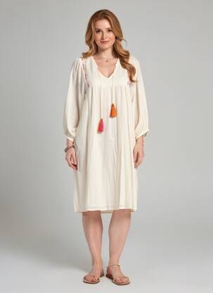 Robe mi-longue manches 3/4 manches 3/4 beige LOLA ESPELETA femme