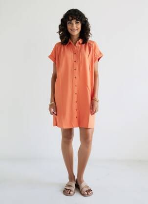 Robe courte manches courtes manches courtes orange LOLA ESPELETA femme
