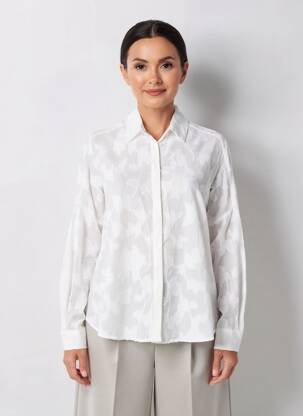 Chemisier tissage popeline manches longues blanc PAKO LITTO femme