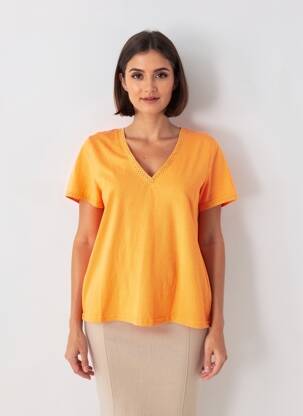 T-shirt coupe droite manches courtes orange GRACE & MILA femme