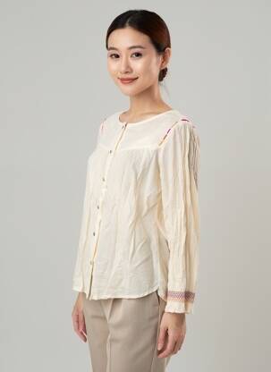 Chemisier tissage crêpe manches longues beige LOLA ESPELETA femme