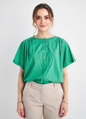 Blouse tissage popeline manches courtes vert LOLA ESPELETA femme