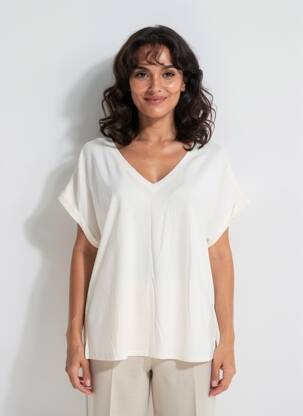 T-shirt coupe droite manches courtes beige LOLA ESPELETA femme