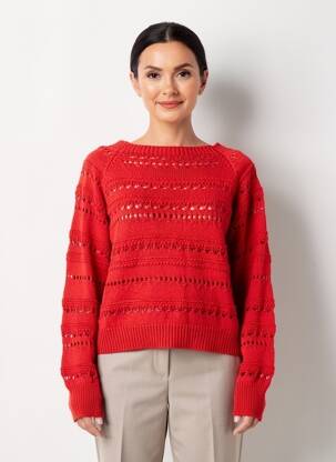 Pull col bateau manches longues orange PAKO LITTO femme
