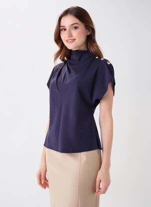 Top stretch manches courtes bleu AN' GE femme