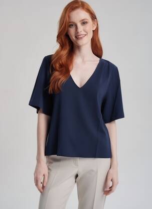 Top manches courtes manches courtes bleu GRACE & MILA femme