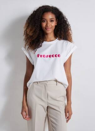 T-shirt sérigraphie floquée manches courtes blanc GRACE & MILA femme