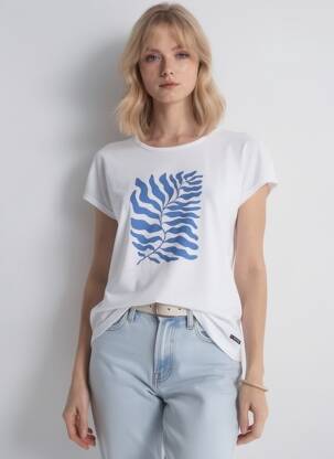 T-shirt imprimé fantaisie manches courtes blanc BATELA femme