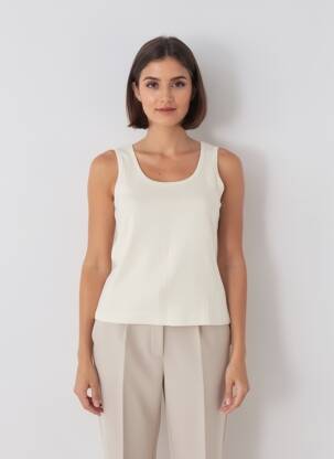 Débardeur tissage côtelé sans manche beige C.O.J femme