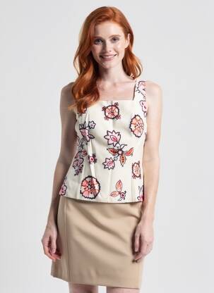 Top col carré fines bretelles beige GRACE & MILA femme