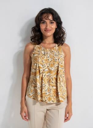 Top imprimé fantaisie sans manche marron LOLA ESPELETA femme
