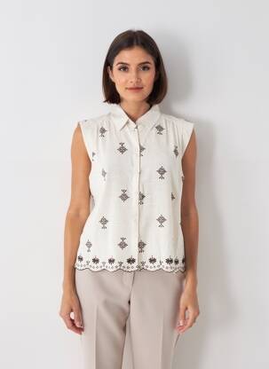 Chemisier manches courtes manches courtes beige GRACE & MILA femme