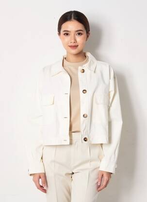 Veste casual poignets boutonnés avec fente beige GRACE & MILA femme