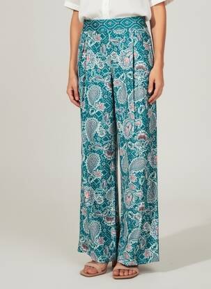 Pantalon large tissage popeline taille normale vert LOLA ESPELETA femme