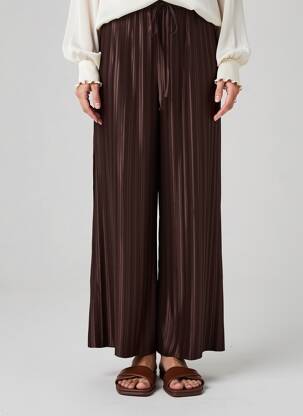 Pantalon large coupe fluide taille normale marron GRACE & MILA femme
