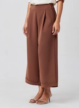 Pantalon 7/8 taille élastique taille normale marron PAKO LITTO femme