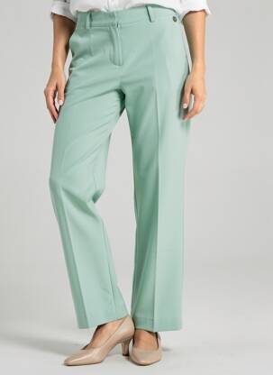 Pantalon droit tissage crêpe taille normale vert PAKO LITTO femme