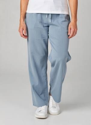 Pantalon droit tissage crêpe taille normale bleu QUATRE VINGT JOURS femme