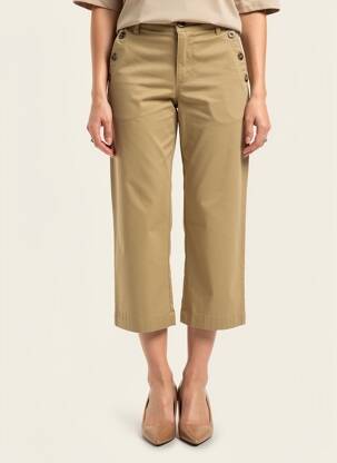 Pantalon 7/8 taille haute taille haute marron BATELA femme
