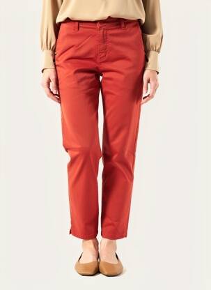 Pantalon chino tissage popeline taille normale orange PAKO LITTO femme