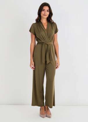 Combi-pantalon fermeture boutonnée au dos manches courtes vert LOLA ESPELETA femme
