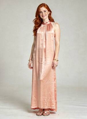 Robe longue sans manche sans manche rose GRACE & MILA femme