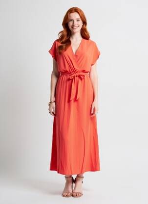 Robe longue manches courtes manches courtes rouge GRACE & MILA femme