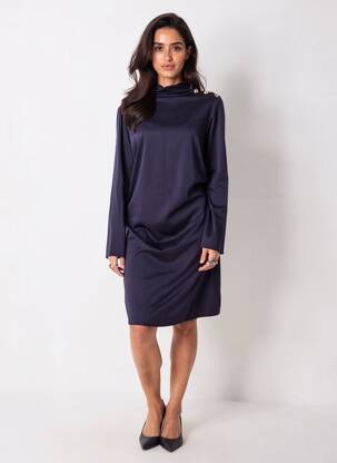 Robe mi-longue manches longues manches longues bleu AN' GE femme