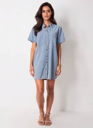 Robe courte manches courtes manches courtes bleu BATELA femme